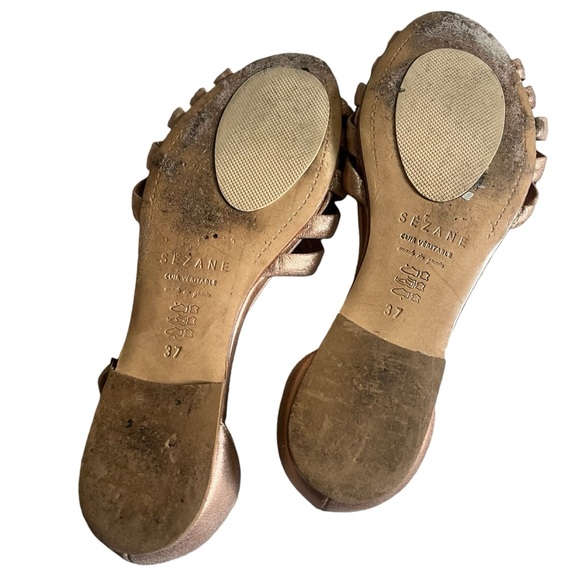 Sezane Rose Gold Sandals Sz 37 - Picture 8 of 8